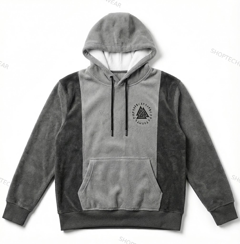 Men's Flannel Viking Nordic Valknut Runes Graphic Streetwear Hoodie