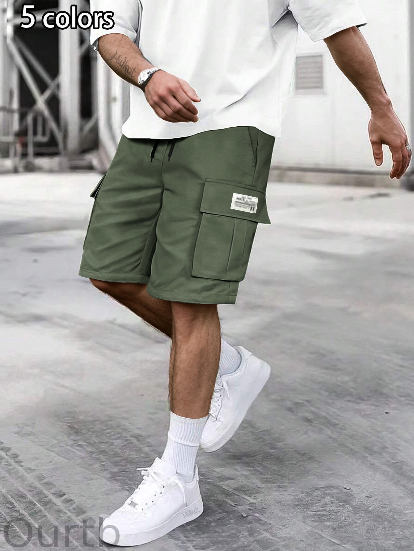 Men's Solid Color Cargo Shorts With Multiple Pockets
