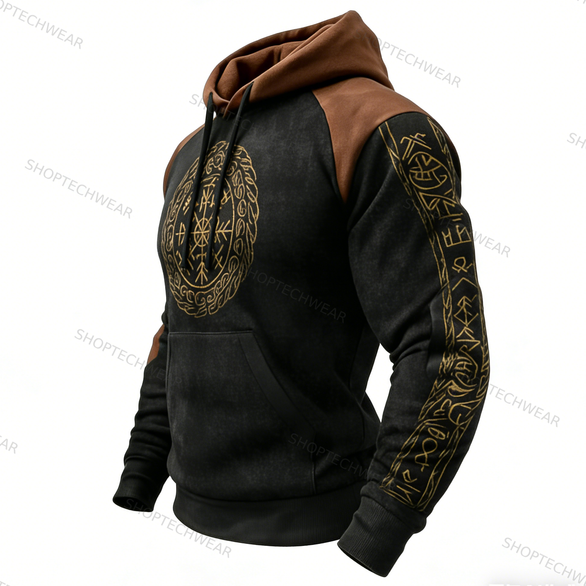 Nordic Viking Style Vegvísir Casual Long-Sleeve Hoodie