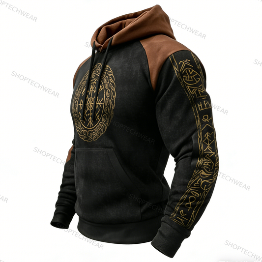 Nordic Viking Style Vegvísir Casual Long-Sleeve Hoodie