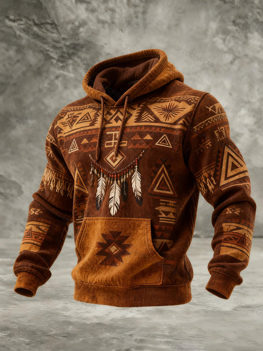 Navajo-Inspired Graphic Print Bohemian Tribal Hoodie