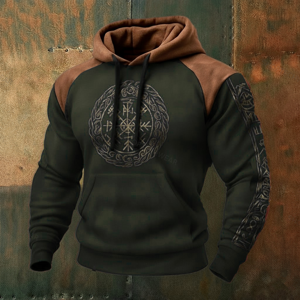 Nordic Viking Style Vegvísir Casual Long-Sleeve Hoodie