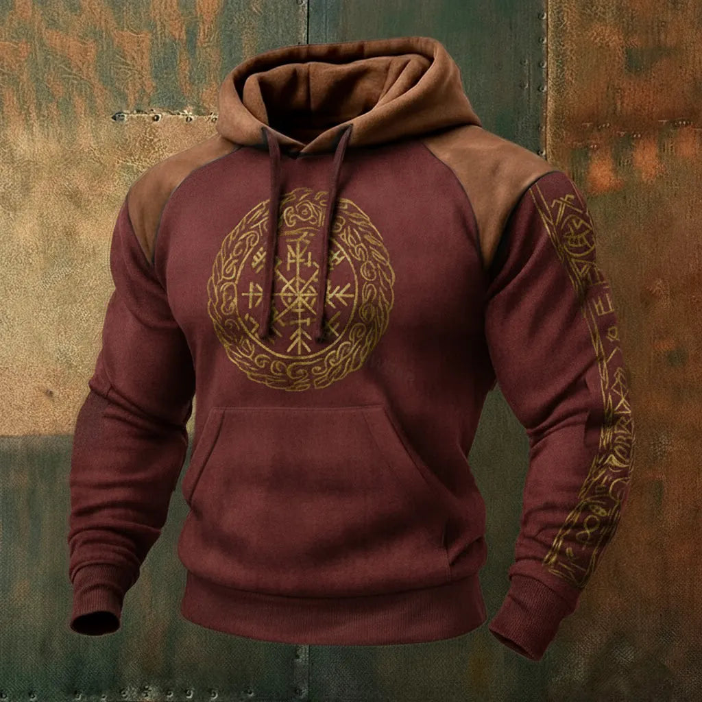 Nordic Viking Style Vegvísir Casual Long-Sleeve Hoodie