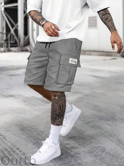 Men's Solid Color Cargo Shorts With Multiple Pockets
