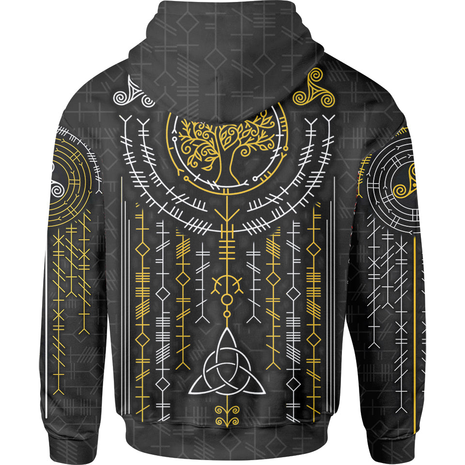 Ogham Zip Hoodie - Black Edition