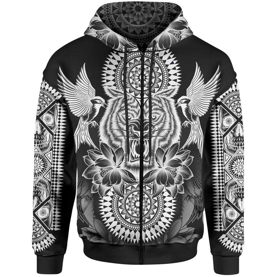 Tribal Tiger Zip Hoodie